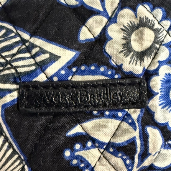 Vera Bradley Quilted Tote Bag Black Blue Floral Cotton Shoulder Bag - Picture 3 of 5